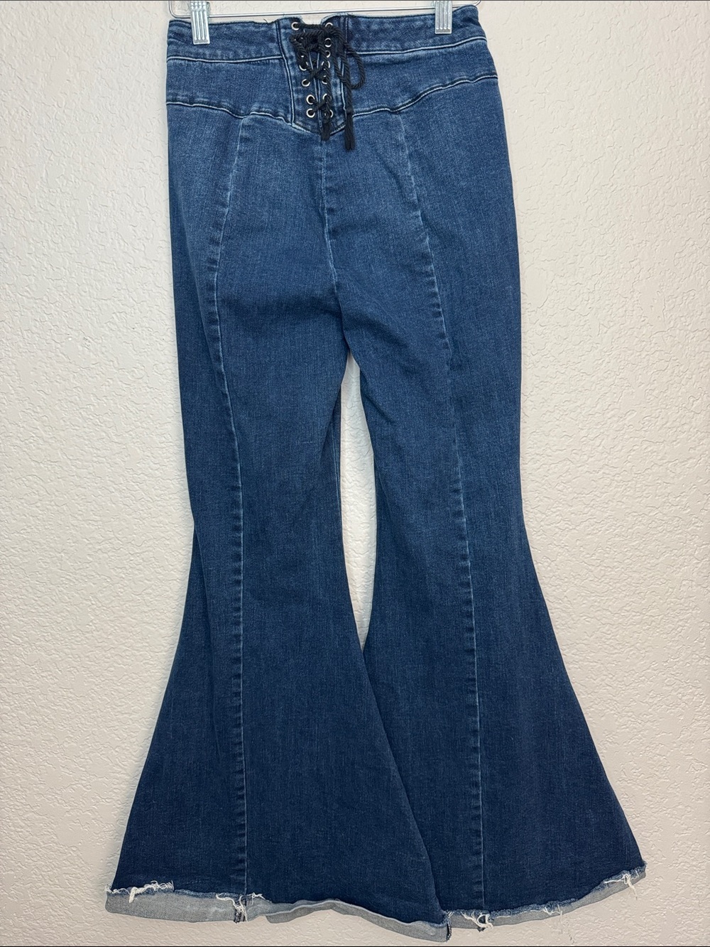 Free People We the Free Curvy Ma Cherie Lace Up Flare Bell Bottom Jeans Size 27 - Picture 3 of 7